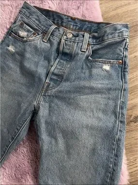 Levi's | Jeans | Levis Womens Straight Ripped Jeans In Denim Blue ...